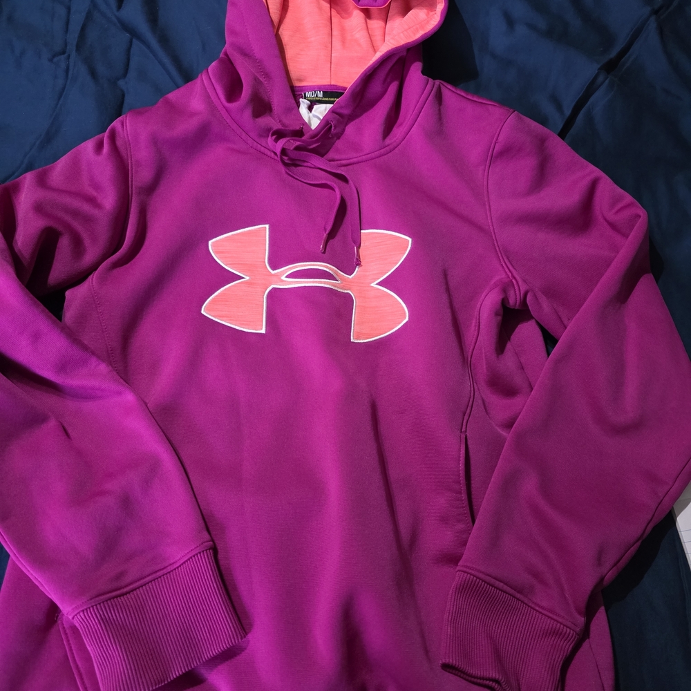 Under Armour Magenta Hoodie with Neon Pink Logo